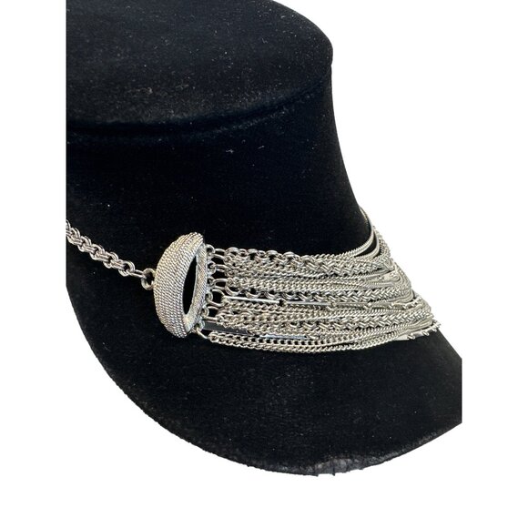 Women's Silver Tone Multi Layer Bib Chain Necklace - 17in - Picture 3 of 7